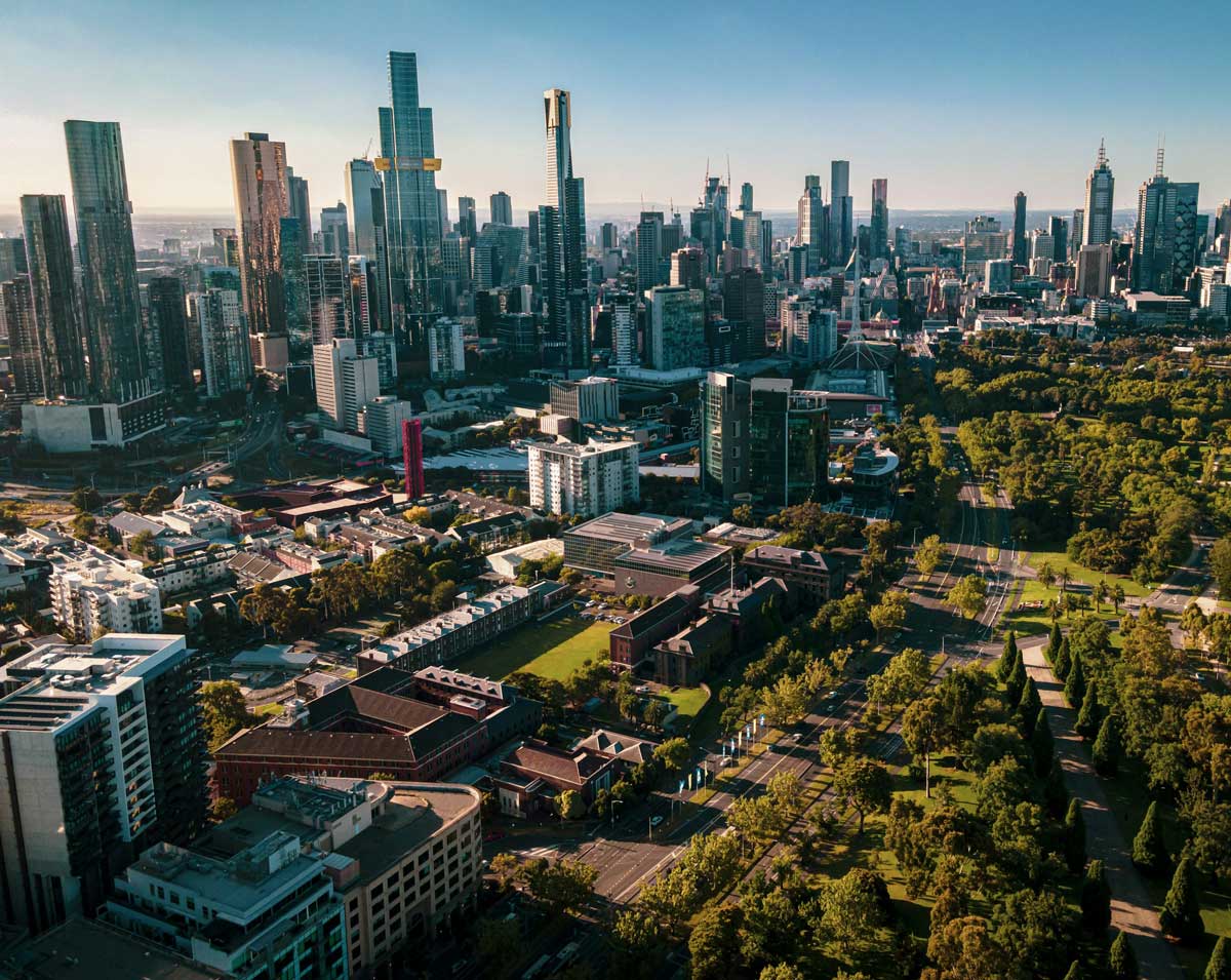 Aerial view of Melbourne central business district